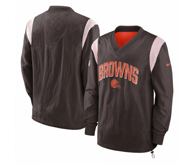 Cleveland Browns Men's Nike Brown Sideline Athletic Stack V-Neck Pullover Windshirt Jacket