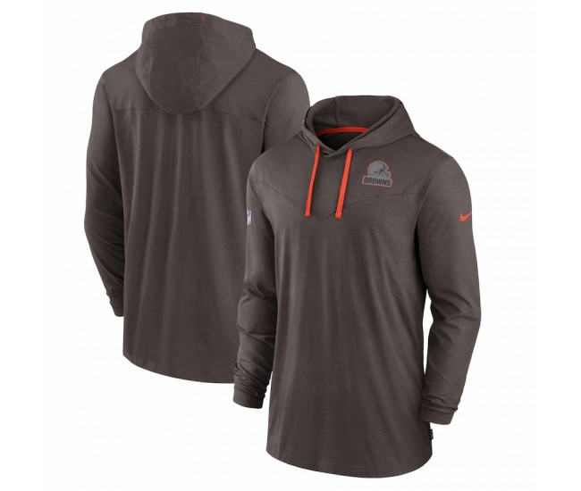 Cleveland Browns Men's Nike Brown Sideline Pop Performance Pullover Long Sleeve Hoodie T-Shirt