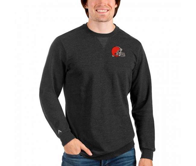 Cleveland Browns Men's Antigua Heathered Black Reward Crewneck Pullover Sweatshirt