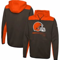 Cleveland Browns Men's New Era Brown Combine Authentic Hard Hitter Pullover Hoodie