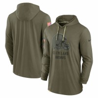 Cleveland Browns Men's Nike Olive 2022 Salute to Service Tonal Long Sleeve Hoodie T-Shirt