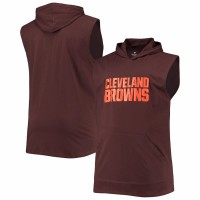 Cleveland Browns Men's Brown Big & Tall Muscle Sleeveless Pullover Hoodie
