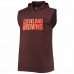 Cleveland Browns Men's Brown Big & Tall Muscle Sleeveless Pullover Hoodie
