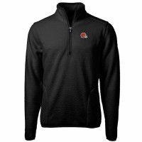 Cleveland Browns Men's Cutter & Buck Black Cascade Eco Sherpa Fleece Quarter-Zip Pullover Jacket