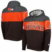 Cleveland Browns Men's Starter Brown/Heather Charcoal Extreme Pullover Hoodie