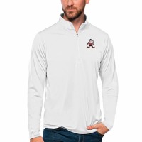 Cleveland Browns Men's Antigua White Brownie The Elf Tribute Quarter-Zip Pullover Top