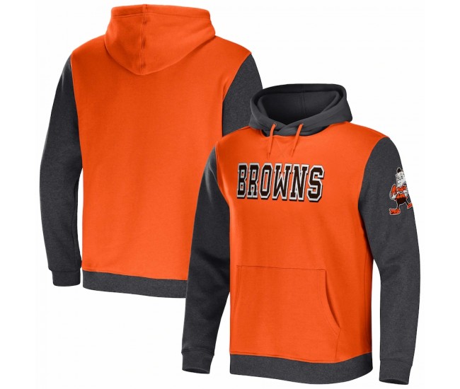  Cleveland Browns Men's NFL x Darius Rucker Collection by Fanatics Orange/Heather Charcoal Colorblock Pullover Hoodie