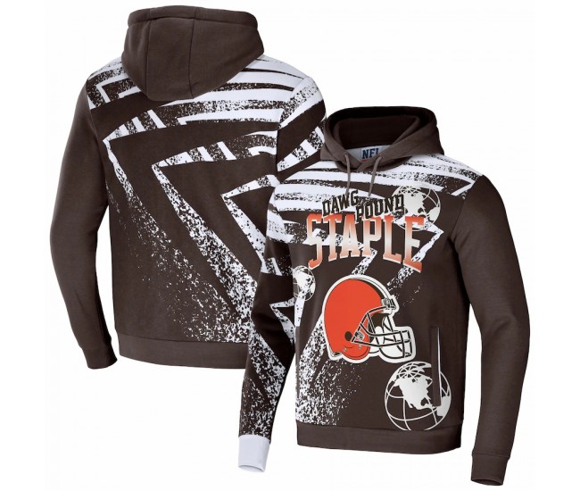 Cleveland Browns Men's NFL x Staple Brown All Over Print Pullover Hoodie