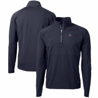 Cleveland Browns Men's Cutter & Buck Navy Adapt Eco Knit Hybrid Recycled Quarter-Zip Pullover Top