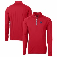 Cleveland Browns Men's Cutter & Buck Red Team Adapt Eco Knit Hybrid Recycled Quarter-Zip Pullover Top