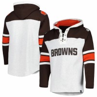 Cleveland Browns Men's '47 Heather Gray Gridiron Lace-Up Pullover Hoodie