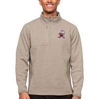 Cleveland Browns Men's Antigua Oatmeal Brownie The Elf Course Quarter-Zip Pullover Top