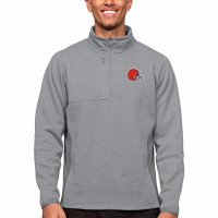Cleveland Browns Men's Antigua Heathered Gray Course Quarter-Zip Pullover Top