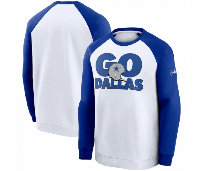 Dallas Cowboys Men's Nike White/Royal Fan Gear Throwback Go Helmet Sweatshirt
