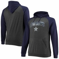 Dallas Cowboys Men's Fanatics Branded Navy/Heathered Charcoal Big & Tall Lightweight Raglan Pullover Hoodie
