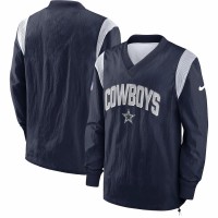 Dallas Cowboys Men's Nike Navy Sideline Athletic Stack V-Neck Pullover Windshirt Jacket