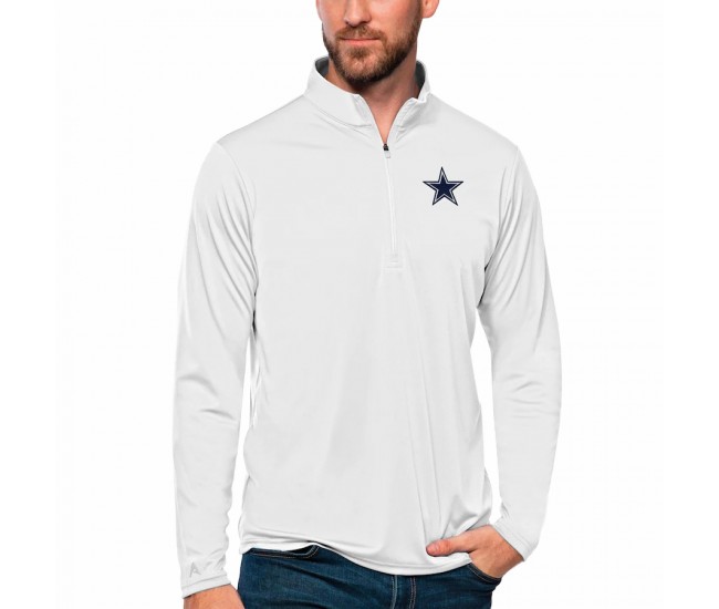 Dallas Cowboys Men's Antigua White Tribute Quarter-Zip Pullover Top