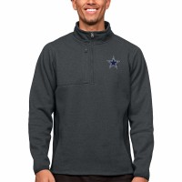 Dallas Cowboys Men's Antigua Heathered Charcoal Course Quarter-Zip Pullover Top