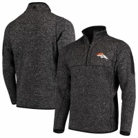 Denver Broncos Men's Antigua Heather Black Fortune Quarter-Zip Pullover Jacket