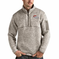 Denver Broncos Men's Antigua Oatmeal Fortune Quarter-Zip Pullover Jacket