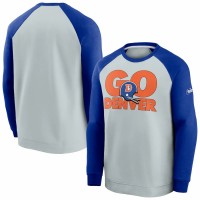 Denver Broncos Men's Nike Gray/Royal Fan Gear Throwback Go Helmet Sweatshirt