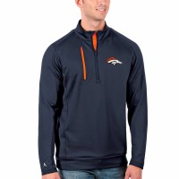 Denver Broncos Men's Antigua Navy/Orange Generation Quarter-Zip Pullover Jacket