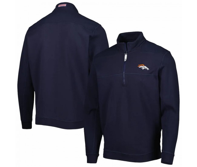 Denver Broncos Men's Vineyard Vines Navy Shep Shirt Team Quarter-Zip Jacket