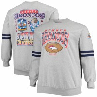 Denver Broncos Men's Mitchell & Ness Heathered Gray Big & Tall Allover Print Pullover Sweatshirt