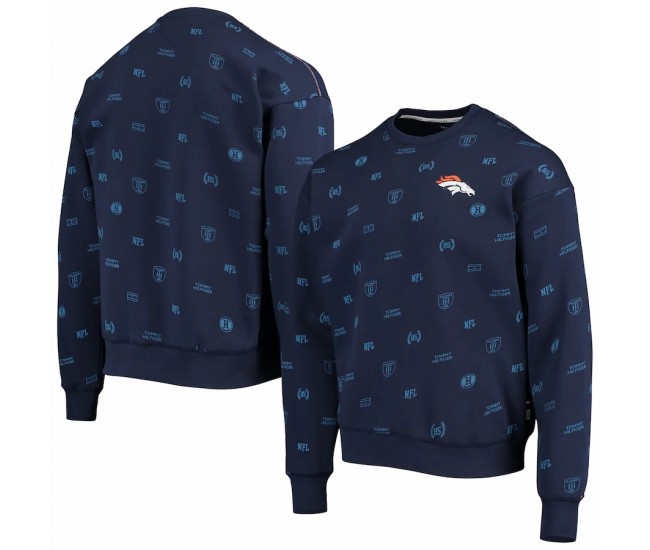 Denver Broncos Men's Tommy Hilfiger Navy Reid Graphic Pullover Sweatshirt