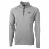 Denver Broncos Men's Cutter & Buck Gray Adapt Eco Knit Quarter-Zip Pullover Jacket