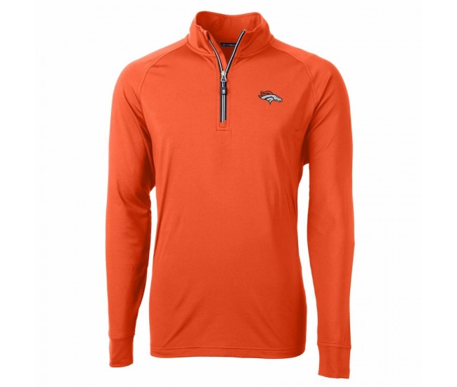 Denver Broncos Men's Cutter & Buck Orange Adapt Eco Knit Quarter-Zip Pullover Jacket