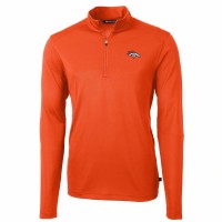 Denver Broncos Men's Cutter & Buck Orange Virtue Eco Pique Recycled Quarter-Zip Pullover Jacket