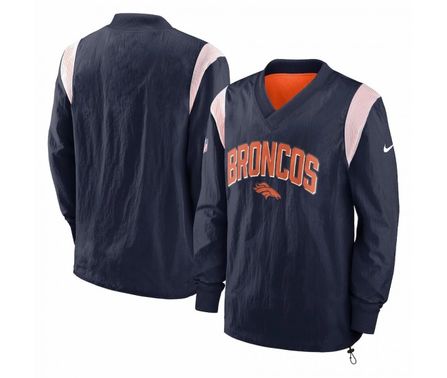 Denver Broncos Men's Nike Navy Sideline Athletic Stack V-Neck Pullover Windshirt