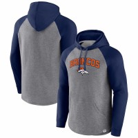 Denver Broncos Men's Fanatics Branded Heathered Gray/Navy By Design Raglan Pullover Hoodie