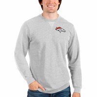 Denver Broncos Men's Antigua Heathered Gray Reward Crewneck Pullover Sweatshirt