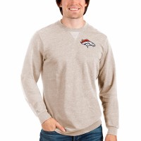 Denver Broncos Men's Antigua Oatmeal Reward Crewneck Pullover Sweatshirt
