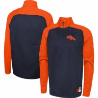 Denver Broncos Men's New Era Navy Combine Authentic O-Line Raglan Half-Zip Jacket