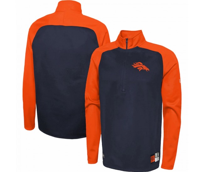 Denver Broncos Men's New Era Navy Combine Authentic O-Line Raglan Half-Zip Jacket