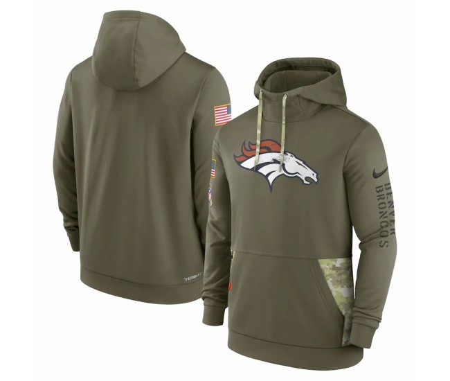 Denver Broncos Men's Nike Olive 2022 Salute to Service Therma Performance Pullover Hoodie