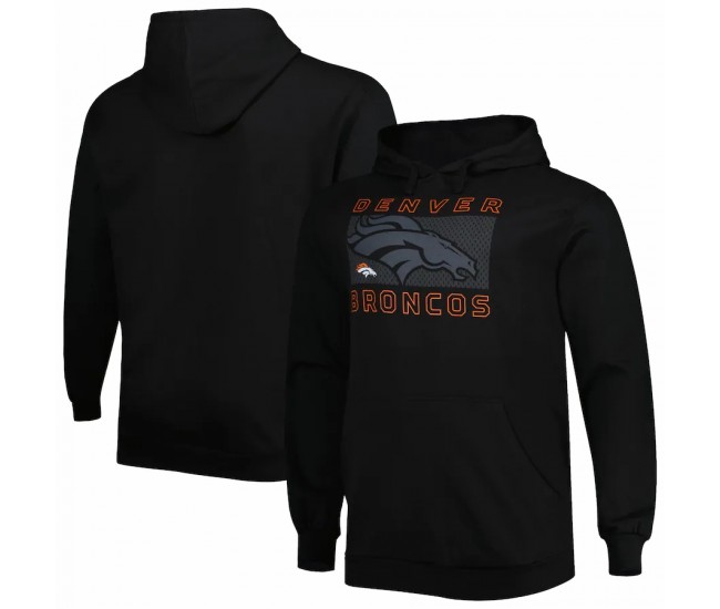 Denver Broncos Men's Fanatics Branded Black Big & Tall Pop of Color Pullover Hoodie