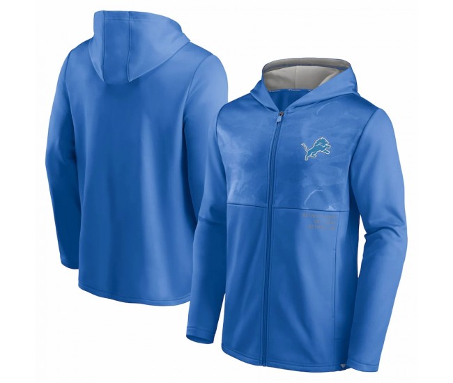 Detroit Lions Men's Fanatics Branded Blue Defender Full-Zip Hoodie Jacket