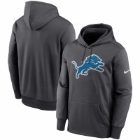 Detroit Lions Men's Nike Heathered Charcoal Primary Logo Therma Performance Pullover Hoodie