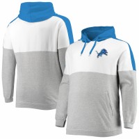 Detroit Lions Men's Blue/Heathered Gray Big & Tall Team Logo Pullover Hoodie
