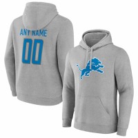Detroit Lions Men's Fanatics Branded Heathered Gray Team Authentic Custom Pullover Hoodie