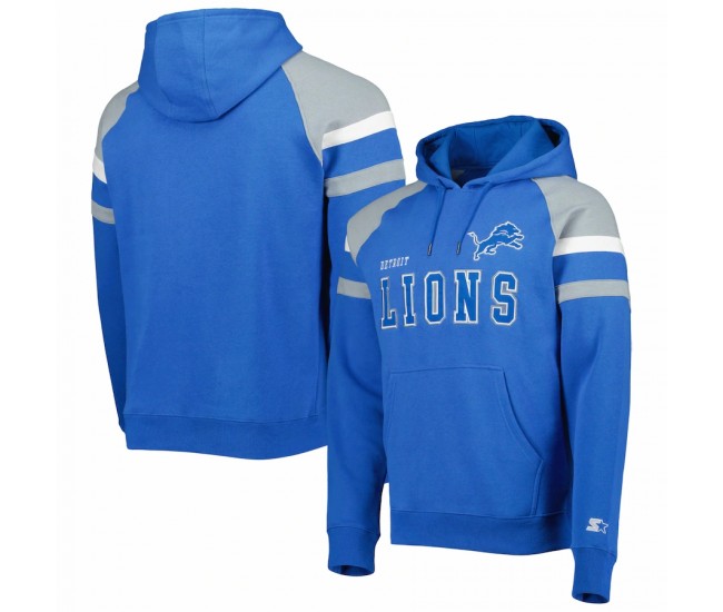 Detroit Lions Men's Starter Blue Draft Fleece Raglan Pullover Hoodie