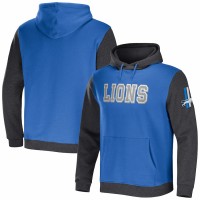 Detroit Lions Men's NFL x Darius Rucker Collection by Fanatics Blue/Heather Charcoal Colorblock Pullover Hoodie