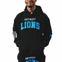 Detroit Lions Men's SMPLFD Black Stretch Block Pullover Hoodie