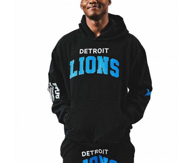 Detroit Lions Men's SMPLFD Black Stretch Block Pullover Hoodie
