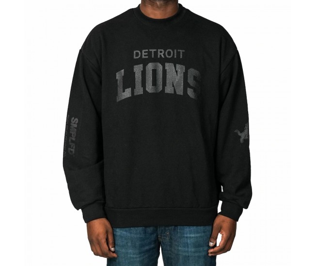 Detroit Lions Men's SMPLFD Black Stretch Block Tonal Pullover Sweatshirt