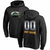 Green Bay Packers Men's NFL Pro Line by Fanatics Branded Black Personalized Midnight Mascot Pullover Hoodie